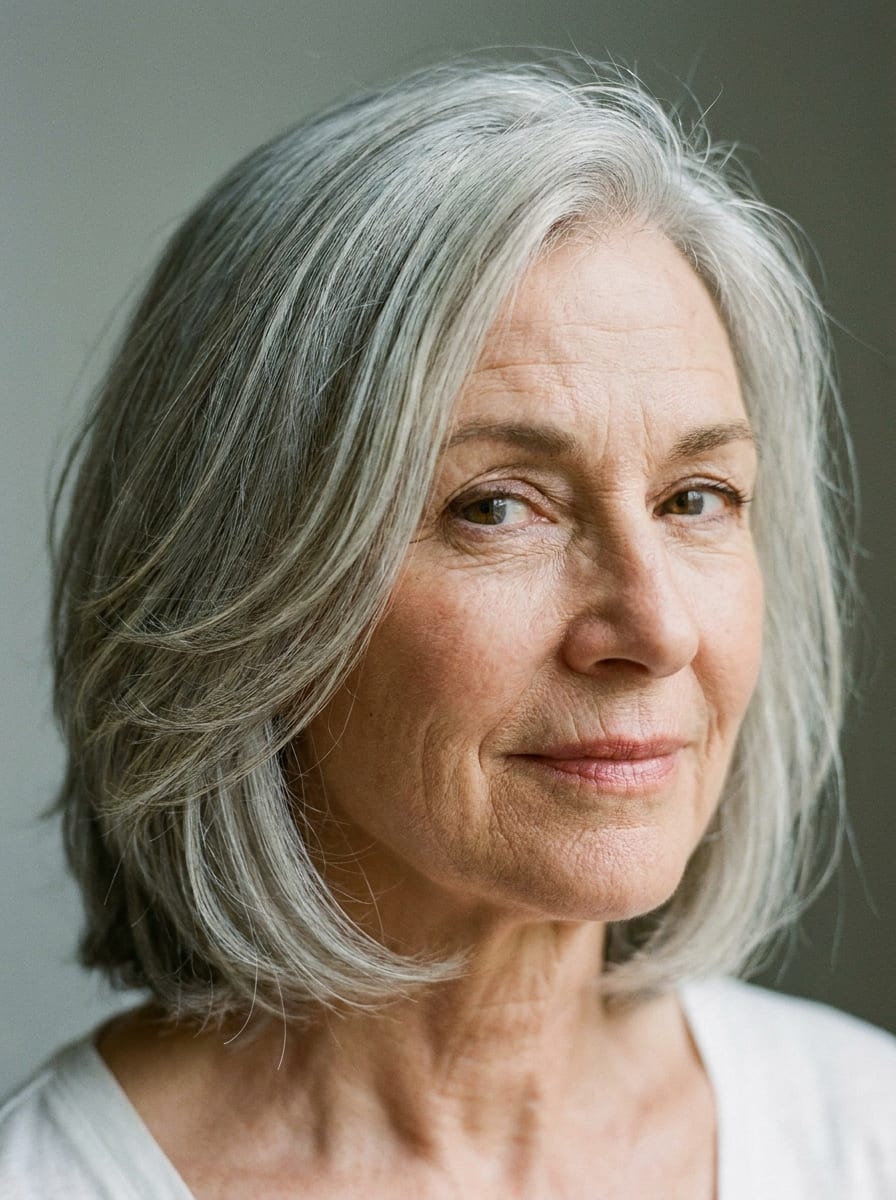 Gestufter grauer Bob - Graue Haare Frisur